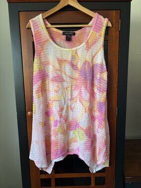 Ashley Stewart Pink Yellow Lavender Crochet Tank